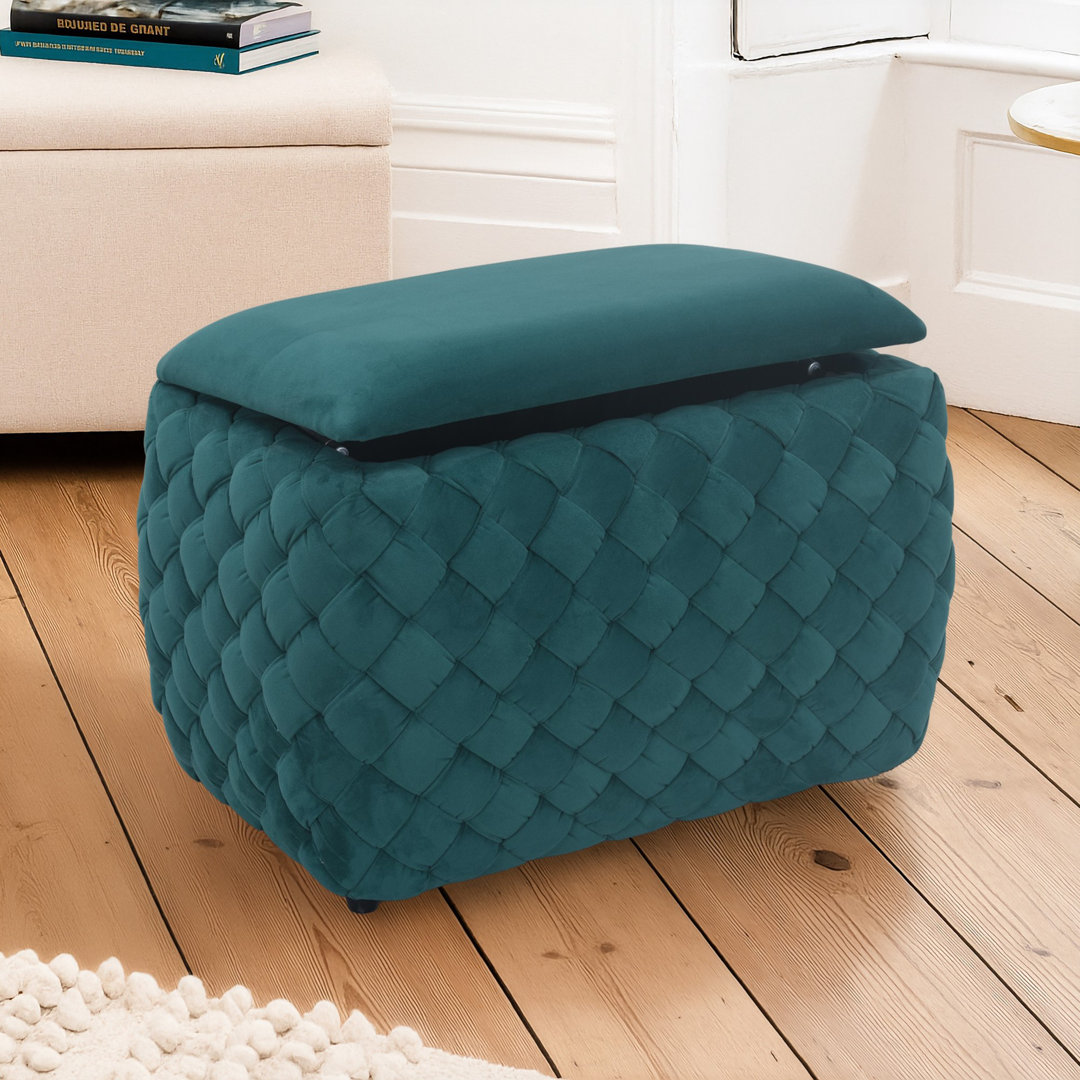 Adamarie 65cm Wide Velvet Rectangle Patchwork Standard Ottoman with Storage