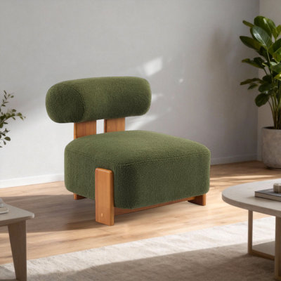 Méridienne moderne 27,25 po avec cadre en bois massif et dossier roulé Boucle, idéale pour le salon, la chambre à coucher ou le bureau