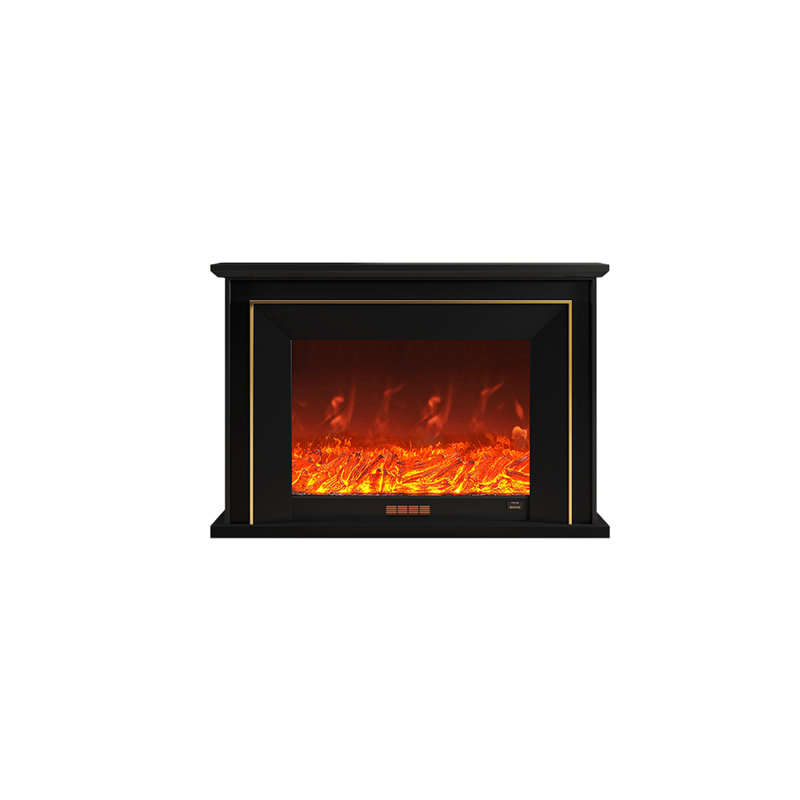 59.06"Retro Black Electric Fireplace, 39.37" H x 59.06" W x 12.60" D, Black