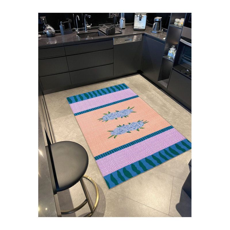 Tapis décoratif à motif floral orange moderne, Tapis de couloir 2 pi 6 po x 9 pi 10 po inclus