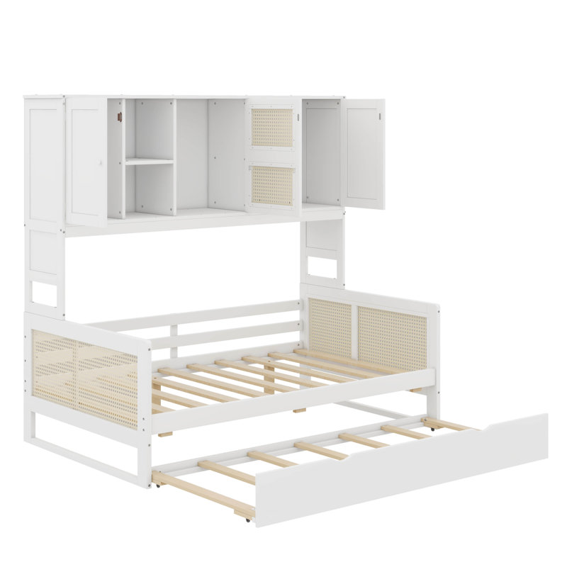  Lit de jour en bois avec couchette, Double, Blanc