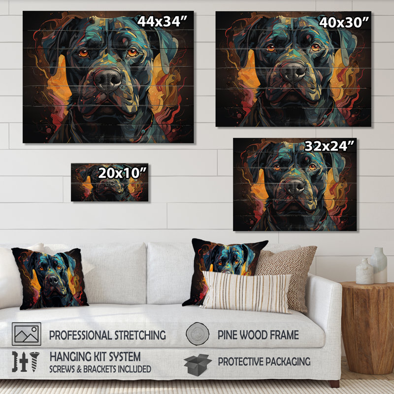 Cane Corso Confidence - chien, art mural sur bois de pin naturel, H 10 po x l 20 po