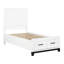 Lit plateforme simple en bois de style rustique avec finition blanche et tiroirs de rangement pour vernis texturé