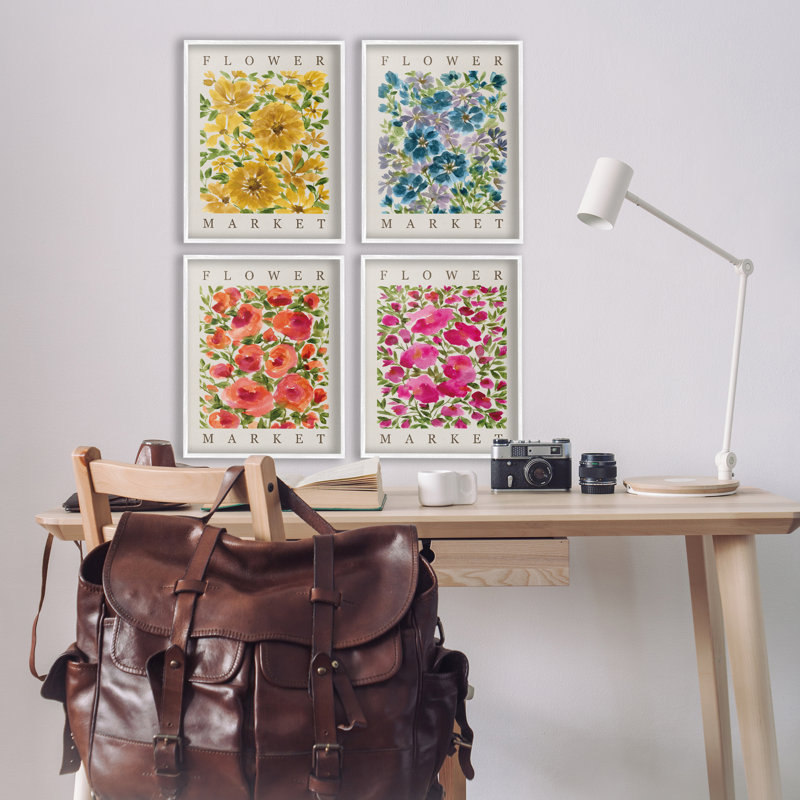 «Divers marché aux fleurs», ensemble de 4 giclées encadrées, design par Yvette St. Amant, H 20 po x l 64 po