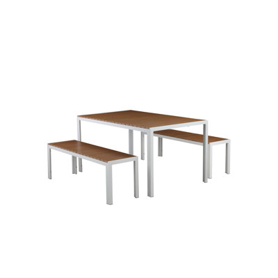 Joel Rectangular Aluminum Patio Dining Set with Polyresin Top