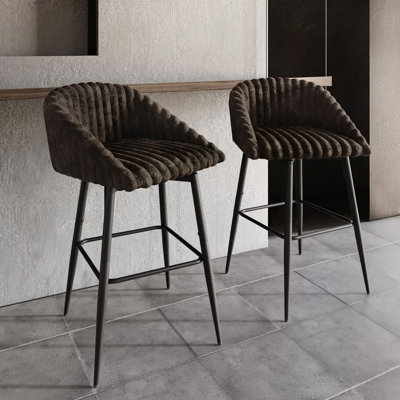 BLACK METAL SWIVEL COUNTER CHAIR IN BLACK VELVET