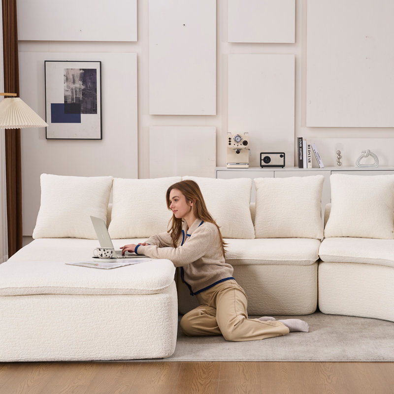 Canapé Module, Chenille blanc laiteux