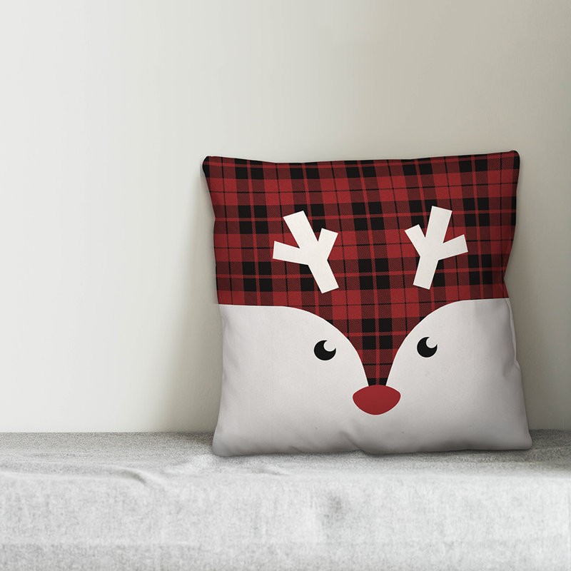 Plaid Pillow Cover, 16" x 16", Polyester/Polyfill