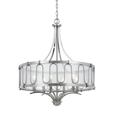 Lustre tambour 6 lumières à abat-jour Suterville