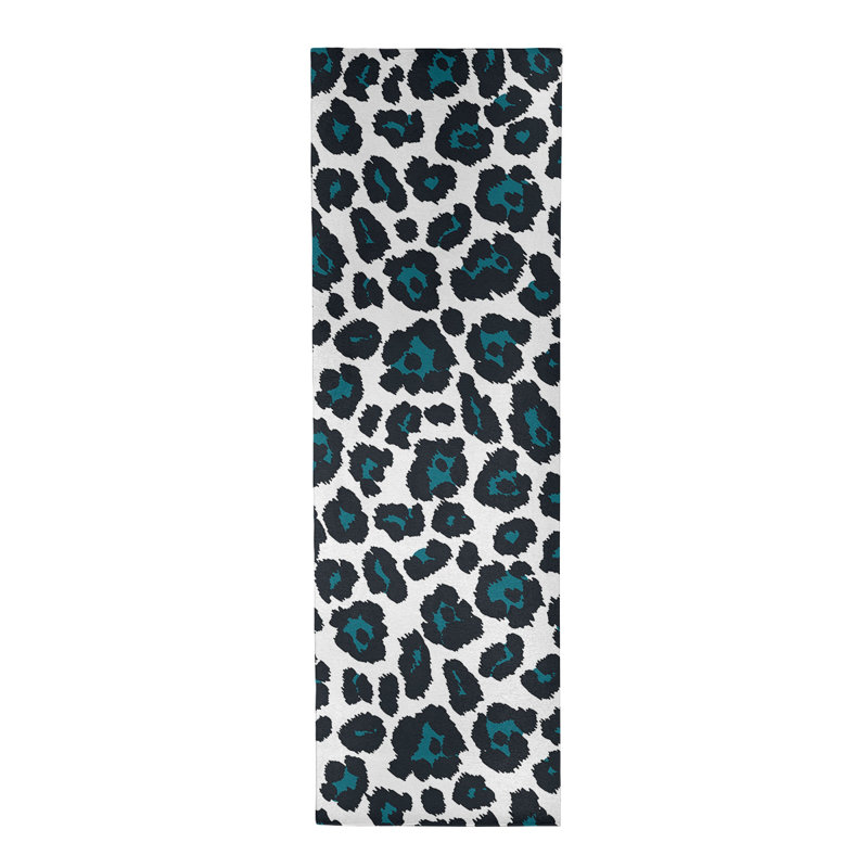 Blanc imprimé animal/noir/vert Tapis décoratif, Tapis de couloir 2 pi 6 po x 8 pi
