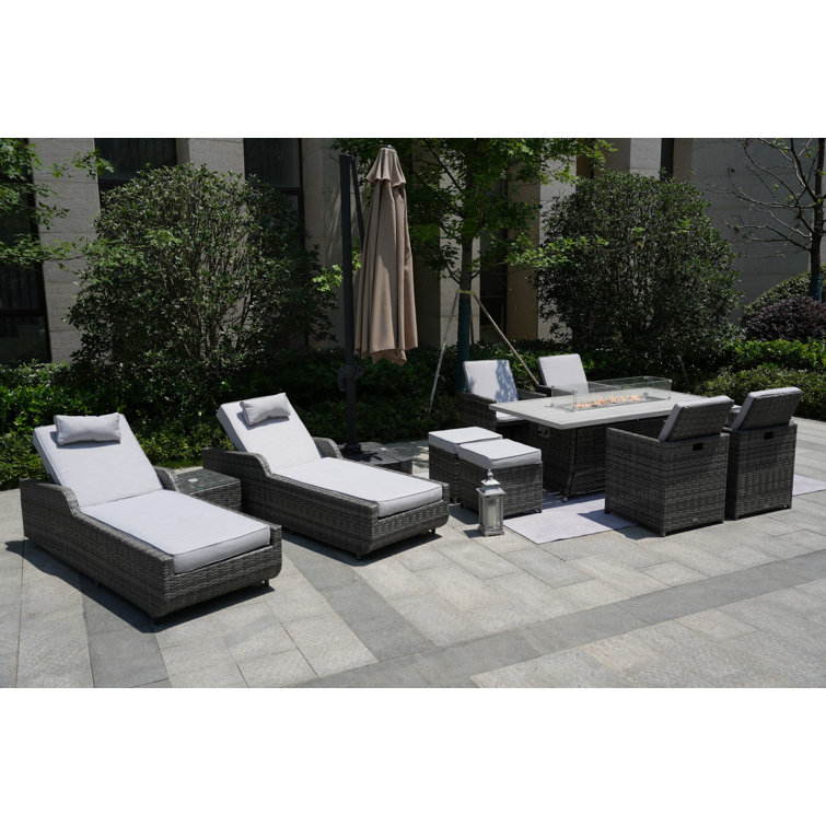 Fatima Wicker/Rattan 10 - Person Seating Group With Cushions