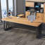 Burlywood + bureau rectangulaire en bois massif noir + fer-1007561885