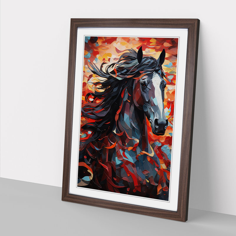 Shire Horse Orphism - Framed Print, 34cm H x 25cm W, Walnut Framed