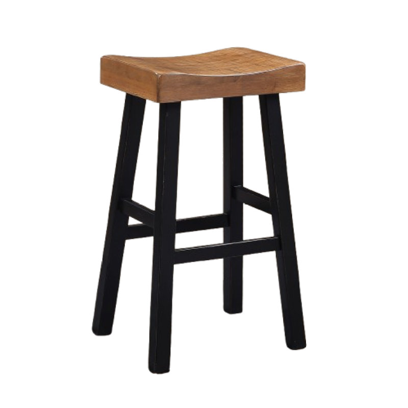 Ensemble de 2 tabourets traditionnels en bois massif, siège contour chêne / noir H 29 po, Chêne