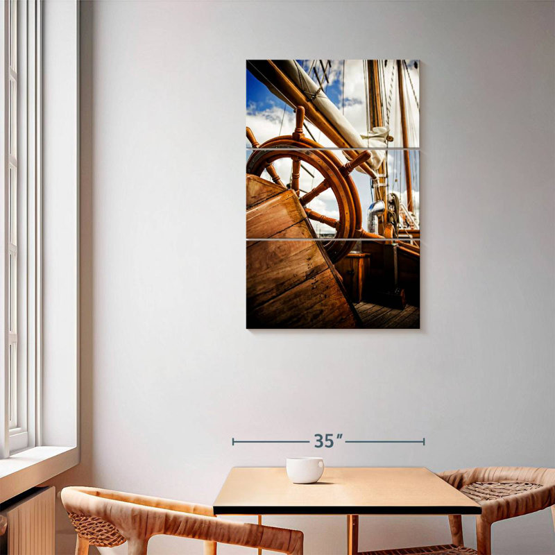 Mehar Wooden Boat Helm, 57" H x 36" W