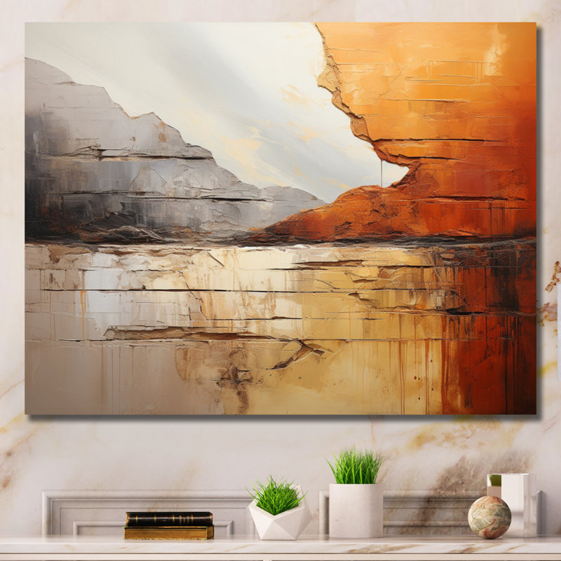 «Grey Orange Gray and Orange Geologique Wonders» sur impression sur toile, Toile tendue, H 12 po x l 20 po x P 1 po