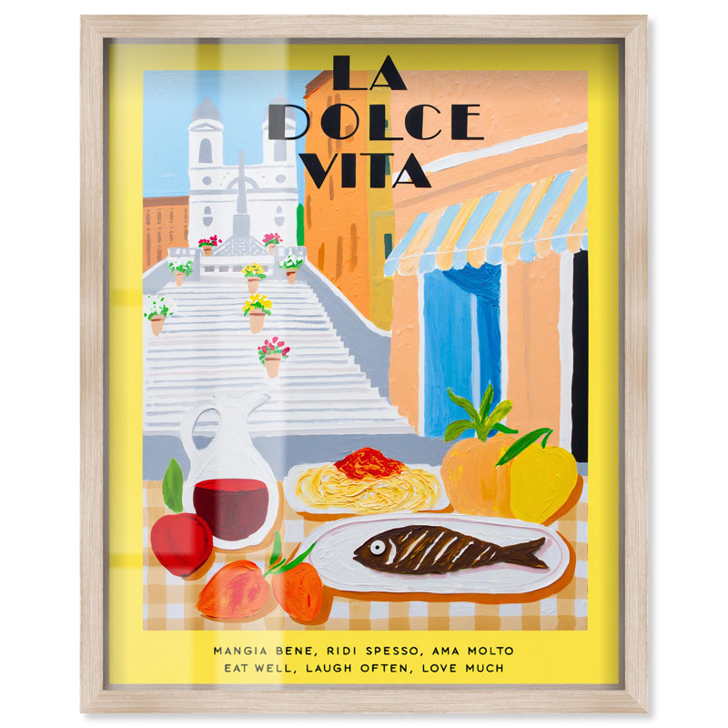 «Joyful Sustention Shadowbox Print Retro Summer Prints» par Art Remedy, H 25 po x l 21 po, Crème, crème