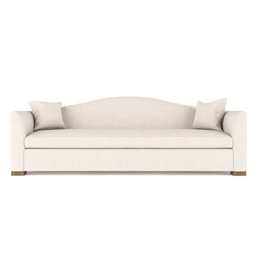 Horatio Camelback Taper Curved-Arm Sofa, Box Weave Linen Alabaster, 33" H x 96" W x 36" D, Weathered