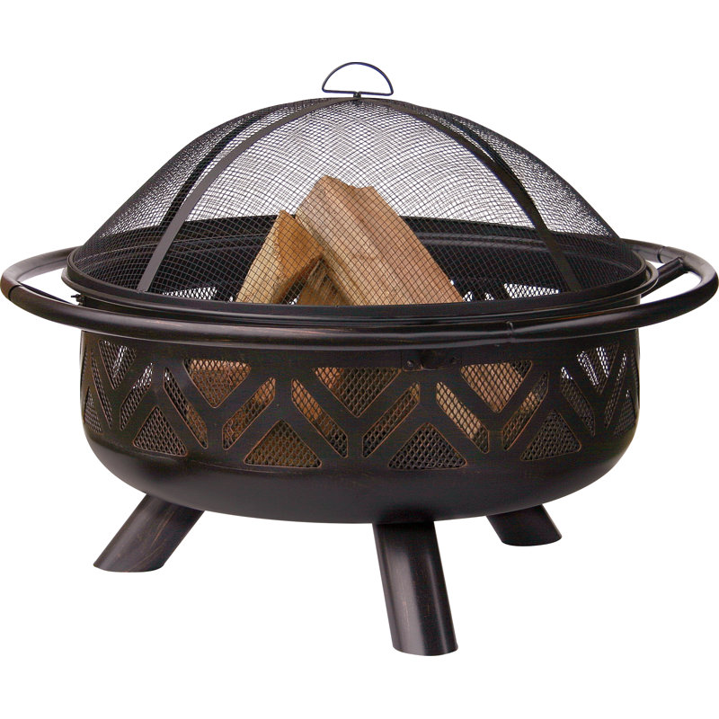 Joy by Endless Summer, 30" Oil Rubbed Bronze Wood Burning Outdoor Firebowl with Geometric Design