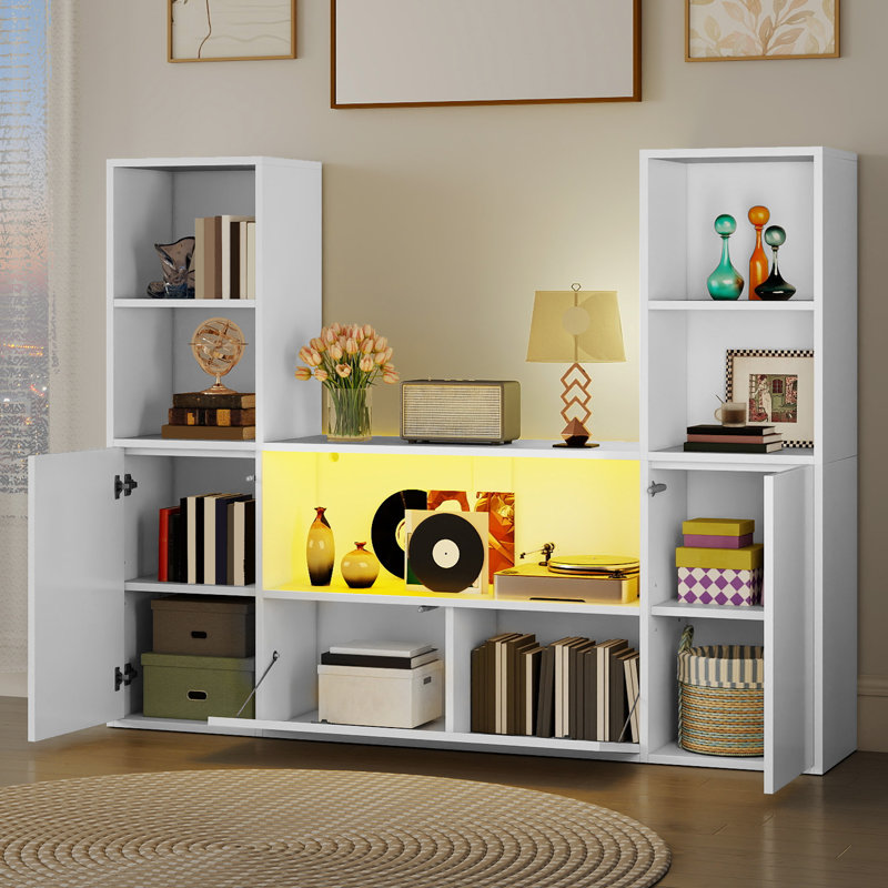 50.8'' H X 67'' W Bookcase Cube Bookshelf ith Drawers Horizontal Toy Storage Organizer