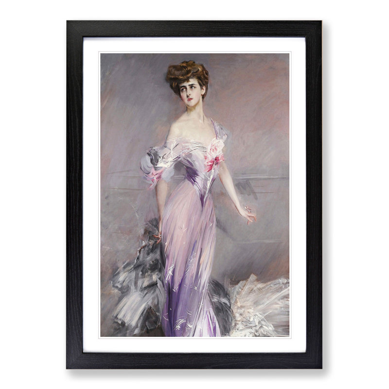Portrait of Mrs Howard-Johnstone by Giovanni Boldini - Picture Frame Painting, Black Framed, 65cm H x 48cm W x 2cm D