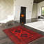 Tapis rouge en laine noué à la main de conception unique 3 pi 4 po x 4 pi 11 po New Age Fraidel