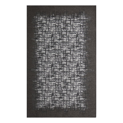 Tapis noir / blanc en chenille / coton / polyester tissé à la machine Shel