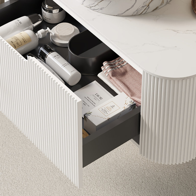 Ensemble de meuble-lavabo mural simple 36 po avec lavabo vasque en marbre, blanc, Blanc, 36"