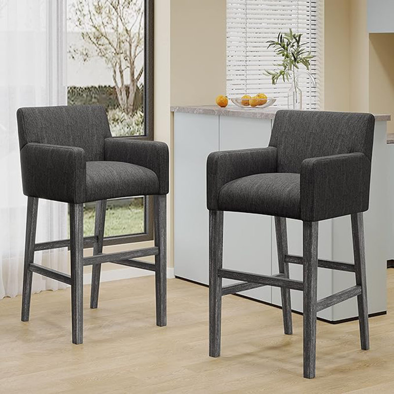 Tabouret de comptoir rembourré 30,5 po - gris anthracite / gris, Gris anthracite