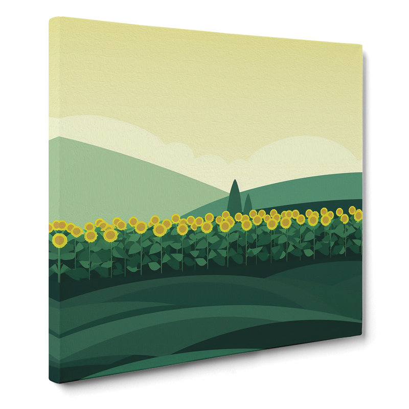 Sunflower Field Minimalism - Wrapped Canvas, 50cm H x 50cm W x 3cm D