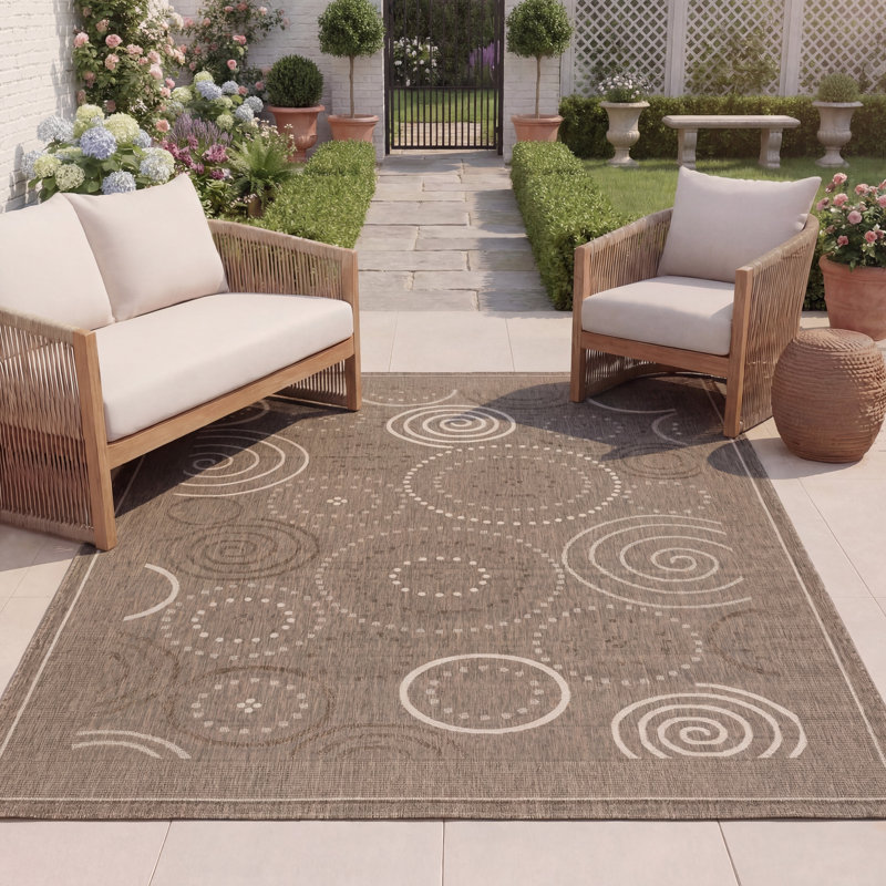 Tapis d'intérieur / extérieur à motif géométrique Herefordshire Performance, Rectangle 8 pi x 11 pi