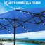 Parasol de patio à énergie solaire de 15 pi avec 36 lumières DEL - Conception à double face et base transversale pour la piscine, la terrasse et la cour-1653998594