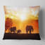 Éléphants marchant au coucher du soleil - Coussin imprimé animal-29892042-29892039