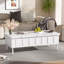  Table basse à plateau relevable avec 2 tiroirs et plateau pliable, compartiment de rangement dissimulé, table centrale réglable, blanc-211523897