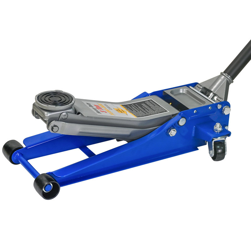 Cric de plancher à double pompe horizontale robuste 3T (sans pédale) et cric de plancher en acier de course avec pompe à levage rapide à double piston, capacité de 3 tonnes (6 600 lb), bleu et argent