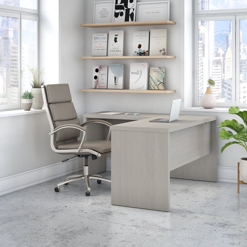 Echo L-Shaped Computer Desk, Gray Sand