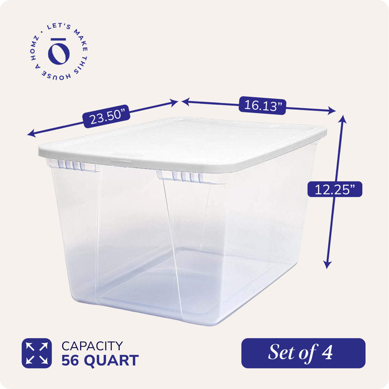 Contenant de rangement en plastique empilable Homz, White, 56 pte