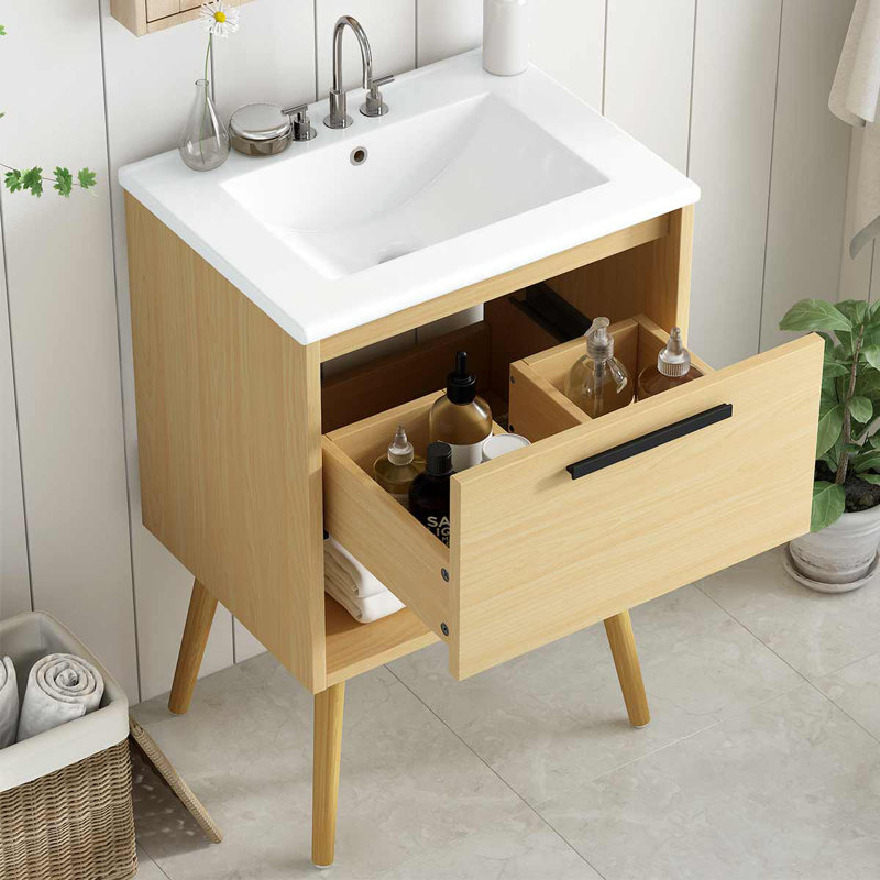 Armoire de salle de bain 24 po avec lavabo en céramique 24 po avec tiroir
