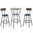 Round bar table and stool set with shelf, upholstered stool with backrest, Rustic Brown