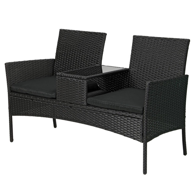 0cm Wide Loveseat, Black