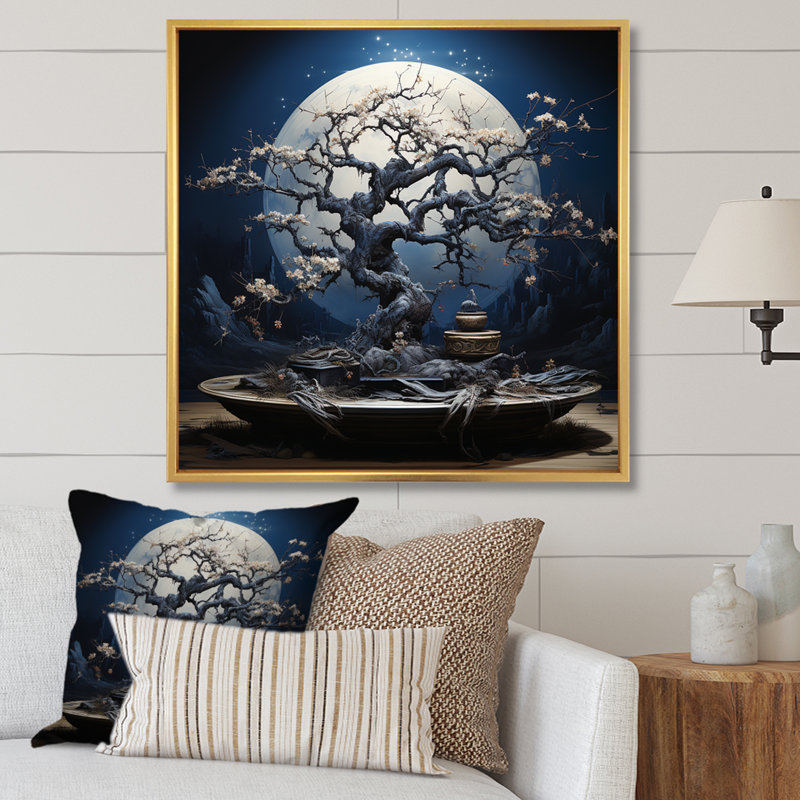 «White Bonsai Serenade 1», art mural blanc, H 30 po x l 30 po, Or
