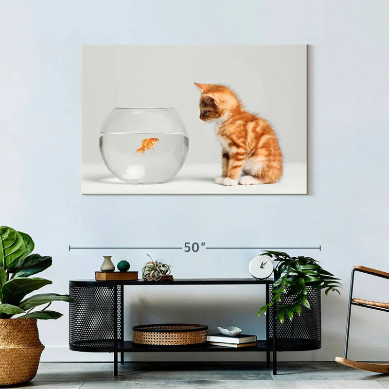 Pet Fish And Kitten, 30" H x 45" W