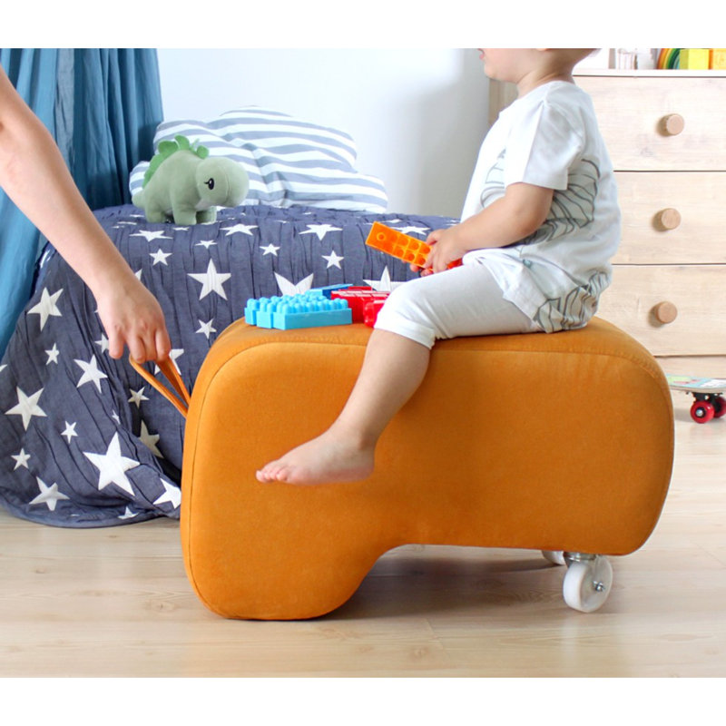 Repose-pieds de 22,8 po de large, Fausse fourrure orange
