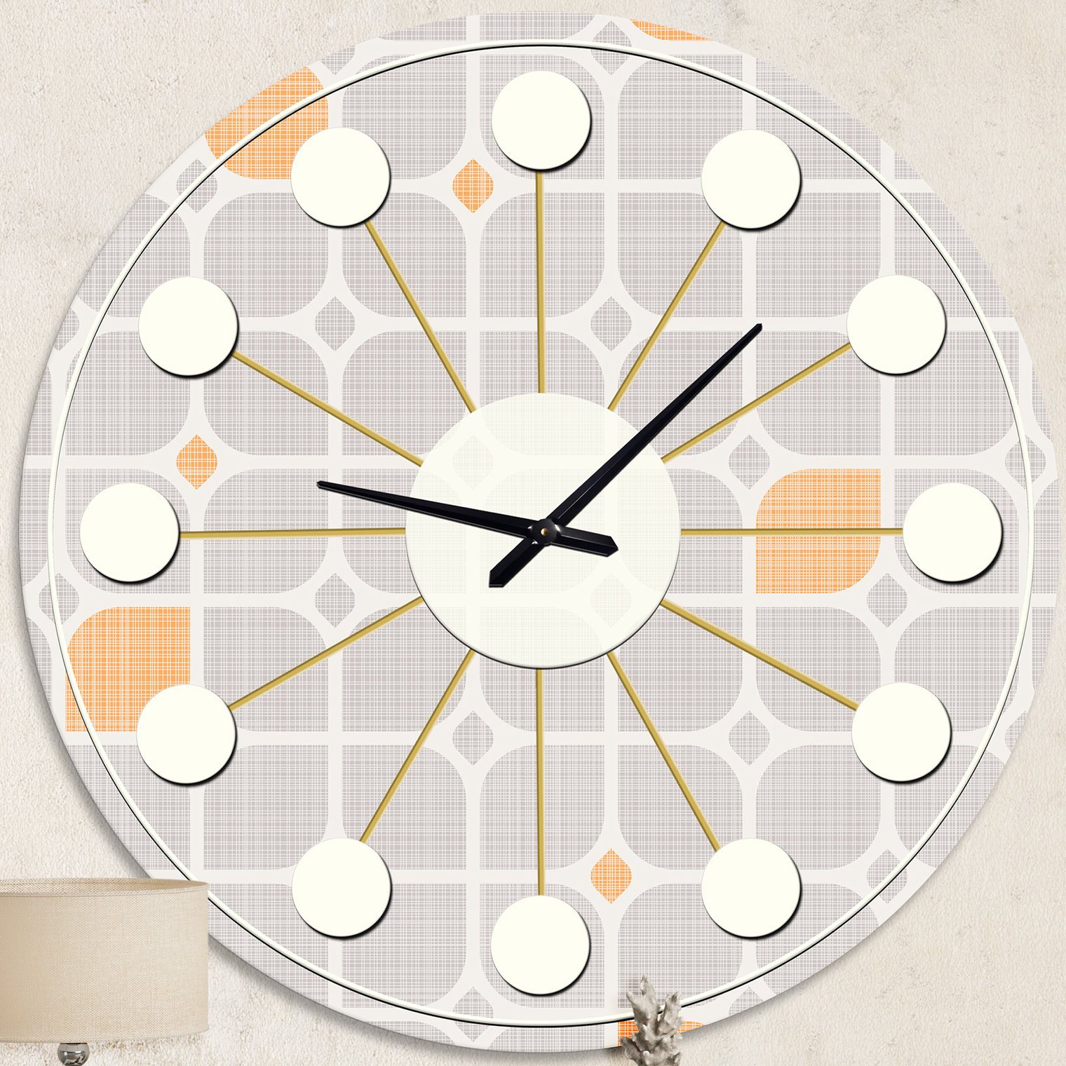 Pattern Retro Clock East Urban Home Retro Geometrical Pattern II - Mid-Century Modern wall ...