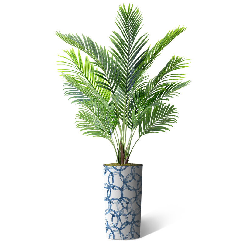 Arbre artificiel en pot, arbre de soie artificiel Areca, H 57 po x l 13 po x P 13 po, Cercles bleus