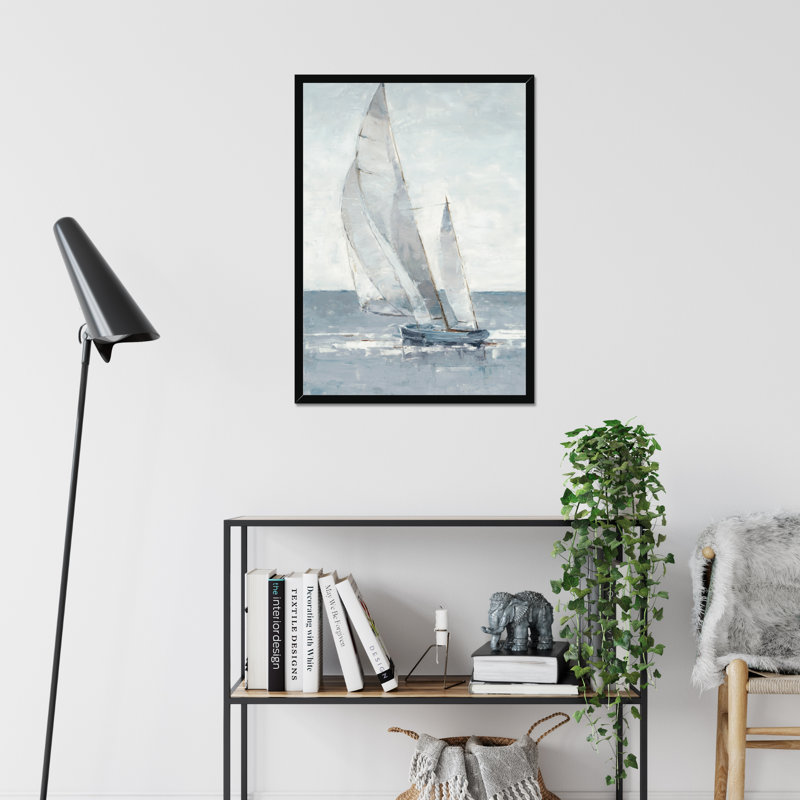 Gray Seas I by Ethan Harper - Painting, 50cm H x 34cm W, Black Framed Paper Print