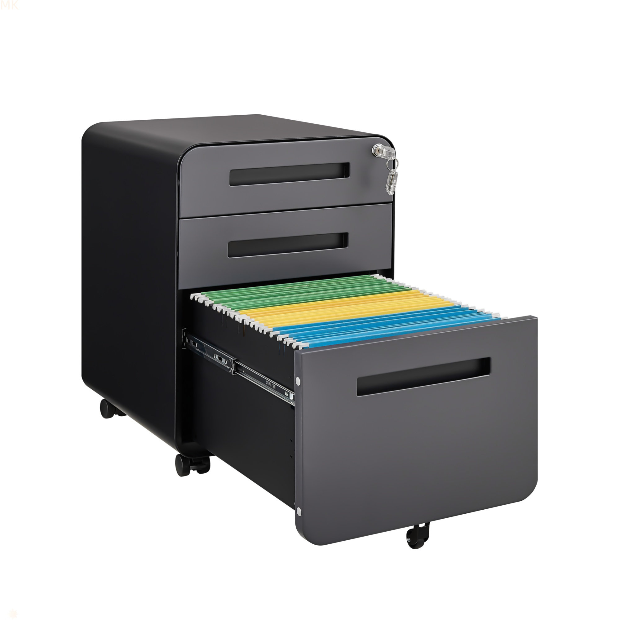 Filing Design Ivy Bronx Rounded 3 Drawer Mobile Filing Cabinet, Simple Style ...