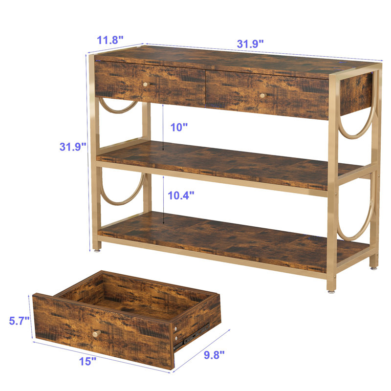 Console Table With Drawer Shelves Narrow Entryway Table With Storage Metal Frame Sofa Table
