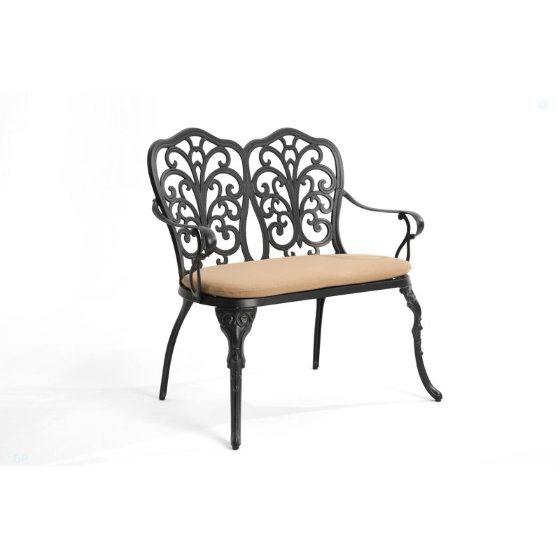 Banc de jardin en métal et aluminium, Noir