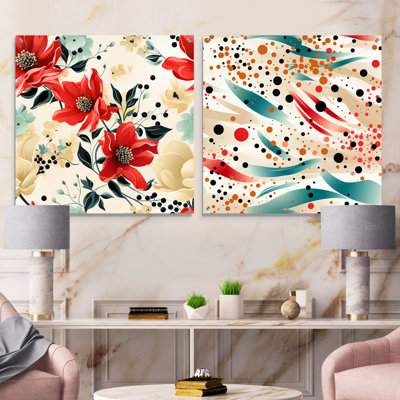 Aubin - Ensemble de 2 peintures murales abstraites en acrylique